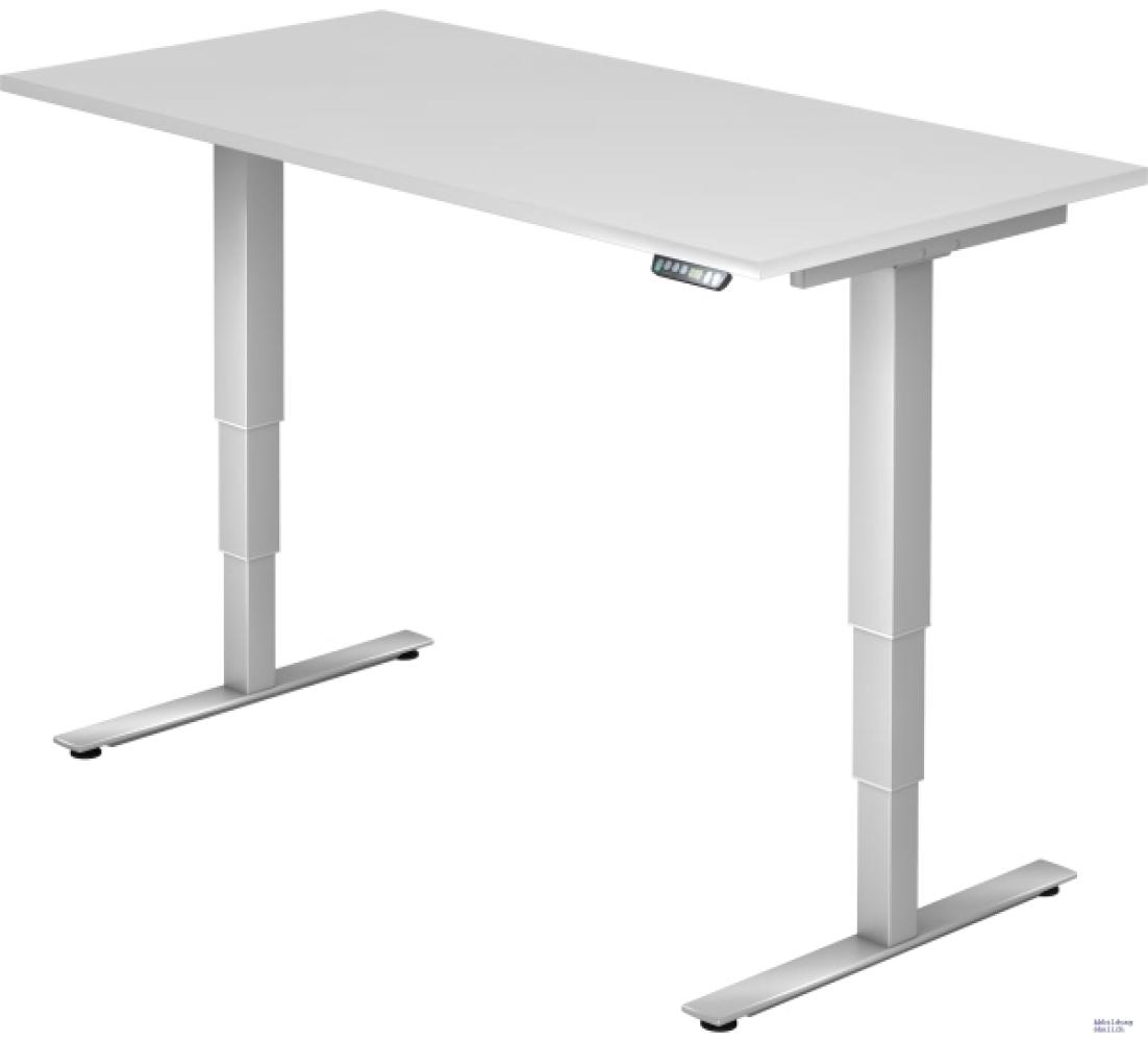 Sitz-Steh-Schreibtisch elektrisch XDSM16 160x80cm Weiß Gestellfarbe: Silber Bild 1