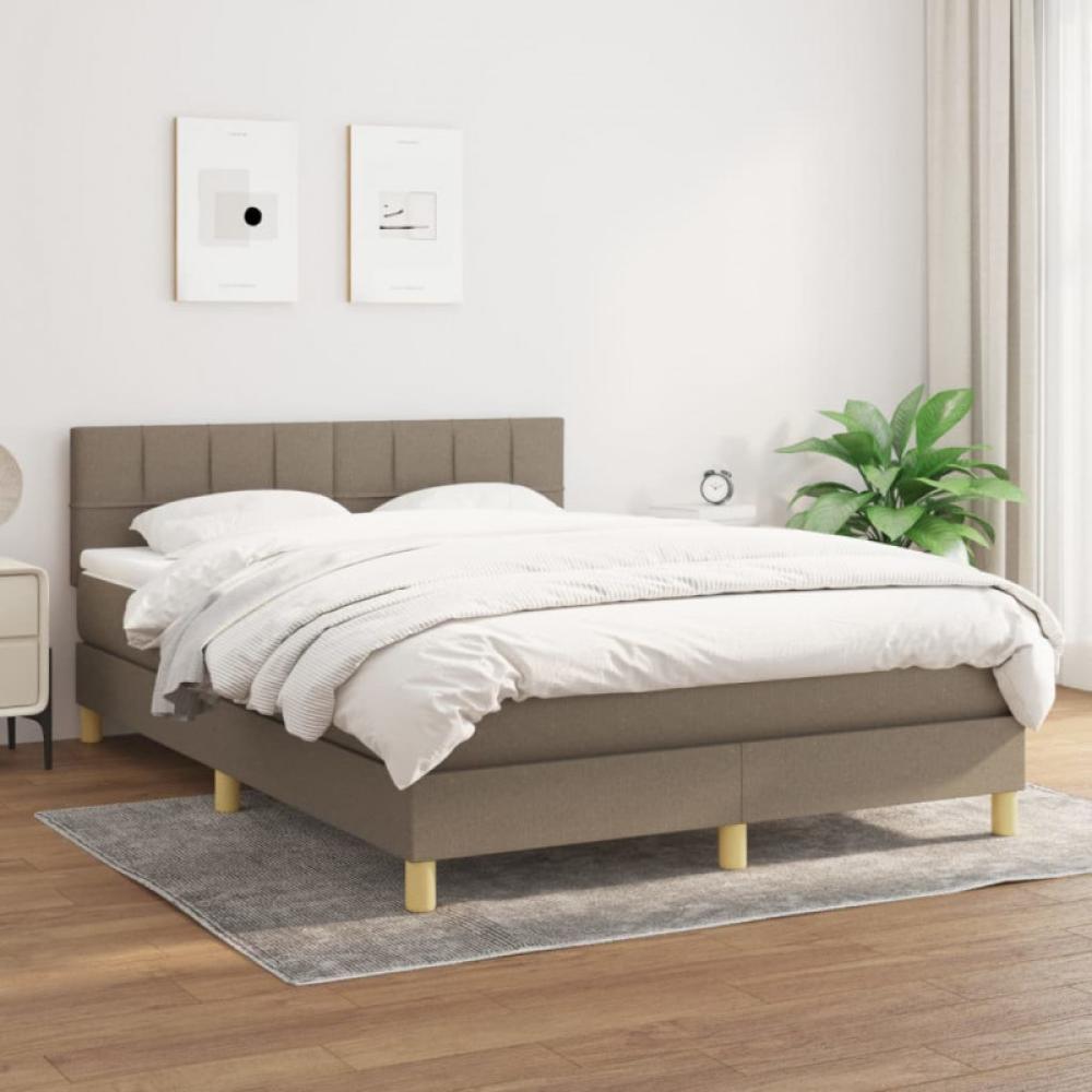 Boxspringbett mit Matratze Taupe 140x190 cm Stoff (Farbe: Taupe) Bild 1