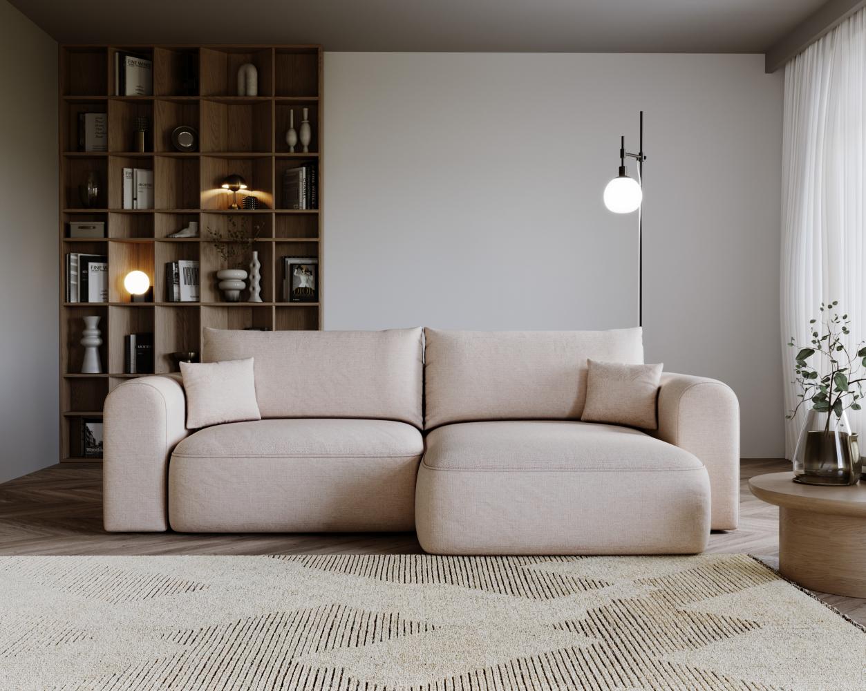 Ecksofa L-form, Couch mit Schlaffunktion und Bettkaste - NELSON - Beige Stoff Bild 1