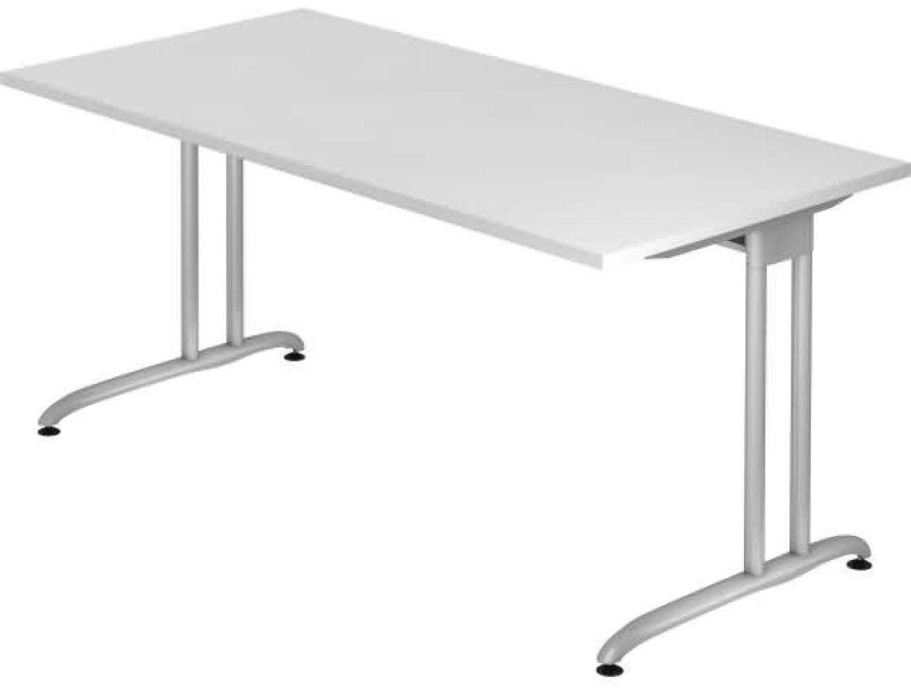 'BS16' Schreibtisch C-Gestell 160x80cm Weiß / Silber Bild 1
