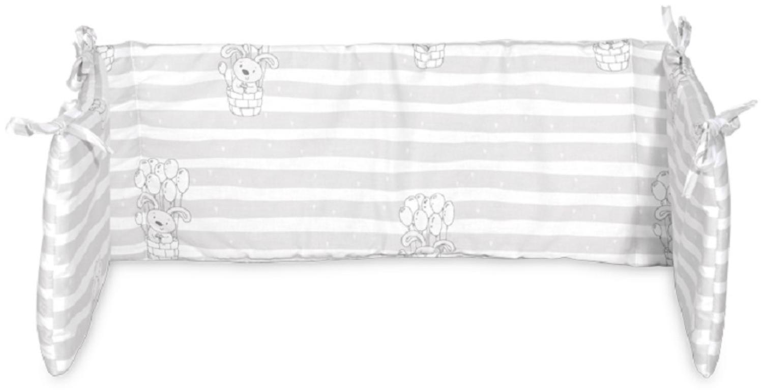 Lorelli Babybett-Nestchen L 145 x B 27 cm, Bettumrandung aus 100% Baumwolle hellgrau Bild 1