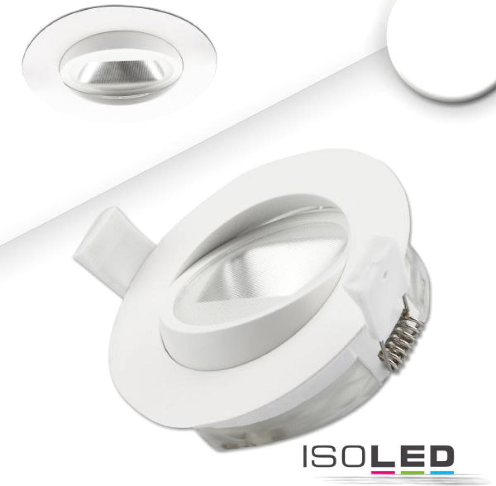 ISOLED LED Einbaustrahler asymmetrisch COB, weiß, 8W, 50°, IP44, rund, neutralweiß, dimmbar Bild 1