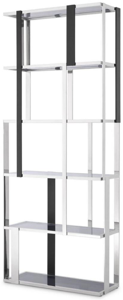 Casa Padrino Luxus Regalschrank Silber / Schwarz / Grau 100 x 37 x H. 240,5 cm - Edelstahl Schrank - Wohnzimmerschrank - Büroschrank - Luxus Möbel Bild 1