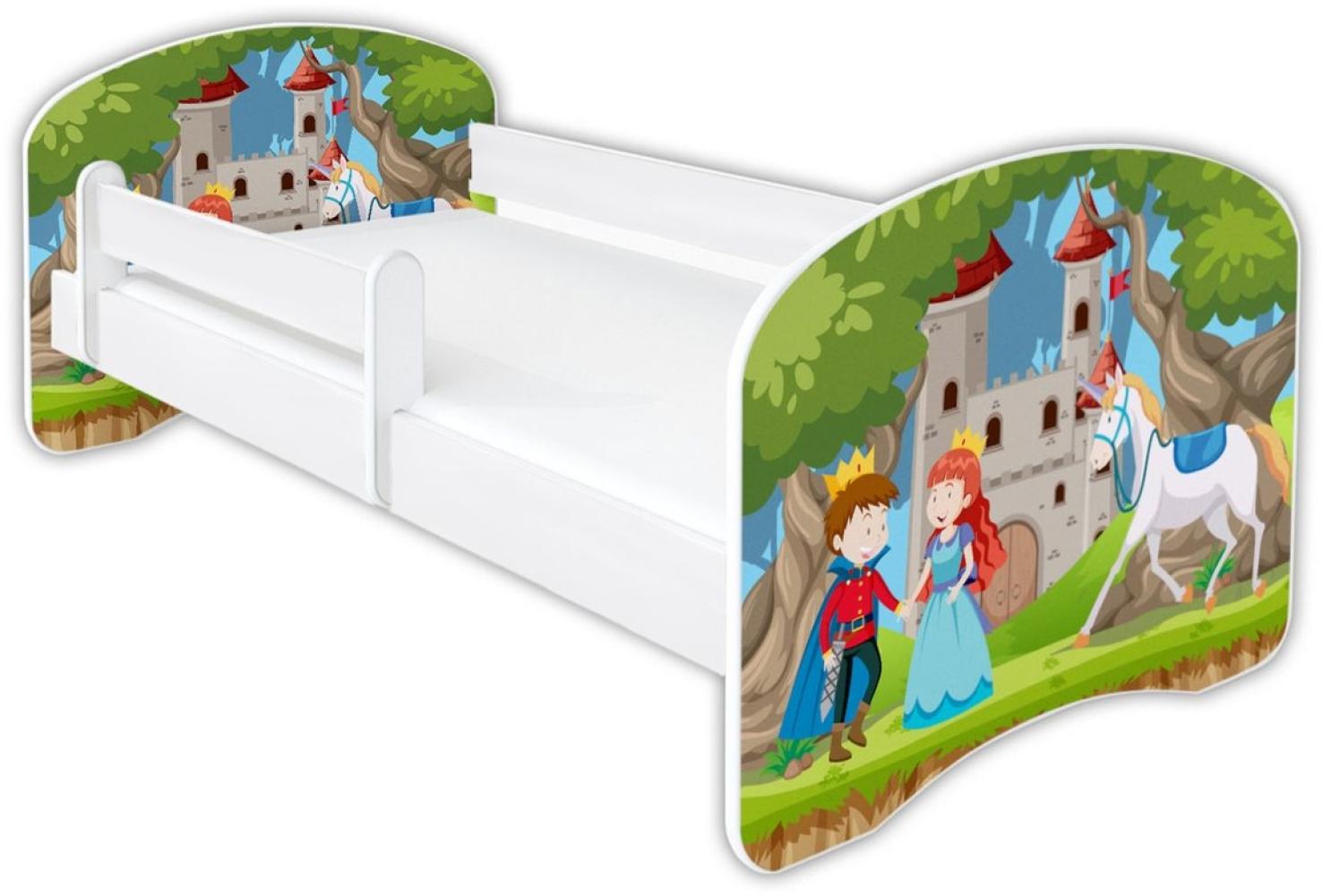 Clamaro 'Schlummerland 2021' Kinderbett 80x180 cm, Prinz Prinzessin, inkl. Lattenrost, Matratze und Rausfallschutz (ohne Schublade) Bild 1