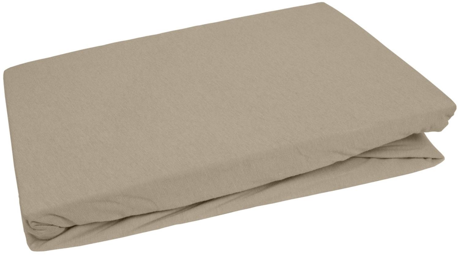 Bettwaesche-mit-Stil Jersey Spannbettlaken braun (taupe) 180 – 200 x200cm Höhe bis 30cm Bild 1