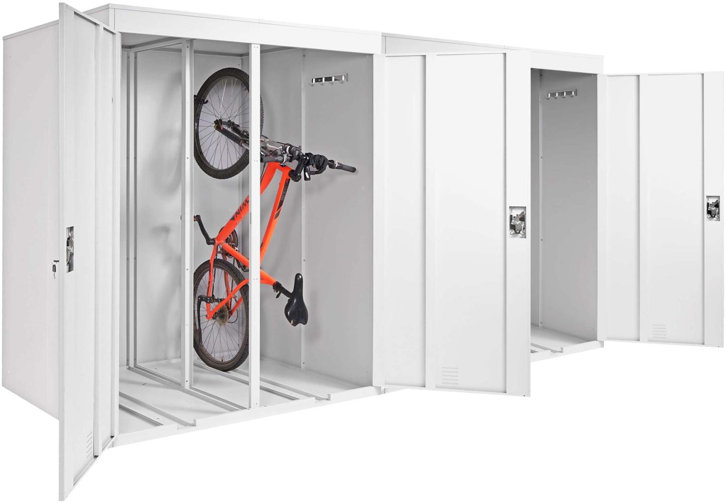 4er-Fahrradgarage HWC-H66, Fahrradbox Gerätehaus Fahrradunterstand, erweiterbar abschließbar Metall ~ hellgrau Bild 1