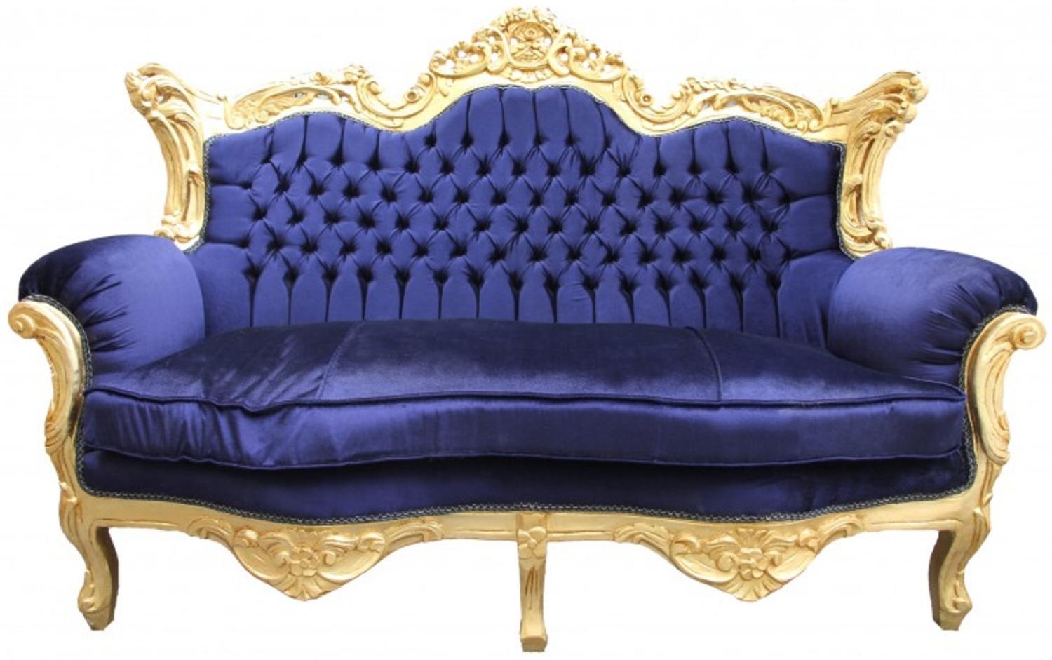 Casa Padrino Barock 2er Sofa Master Royal Blau/ Gold 2Mod - Wohnzimmer Couch Möbel Lounge Bild 1