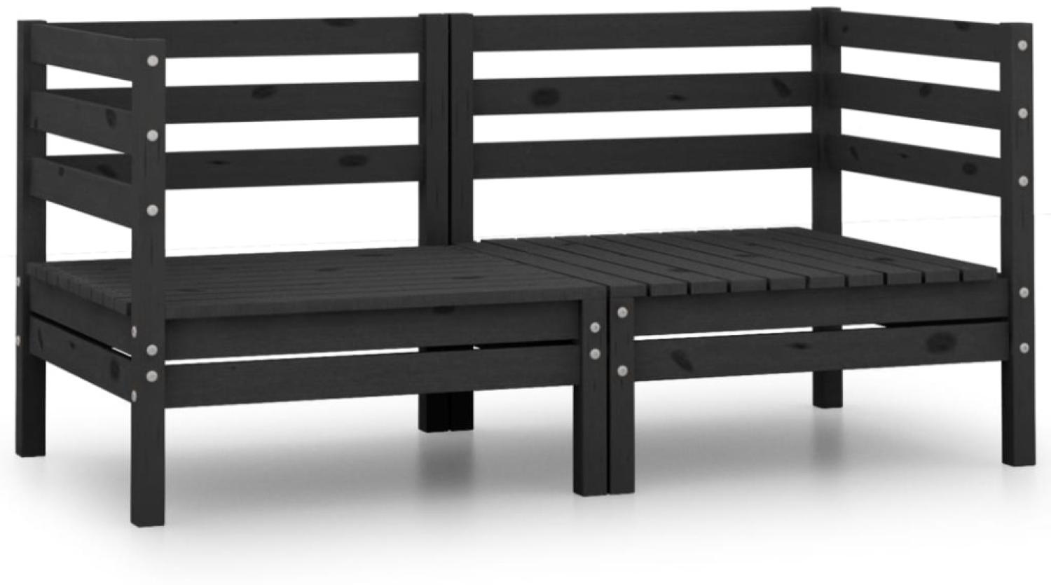 vidaXL Garten-Ecksofas 2 Stk. Schwarz Massivholz Kiefer Bild 1