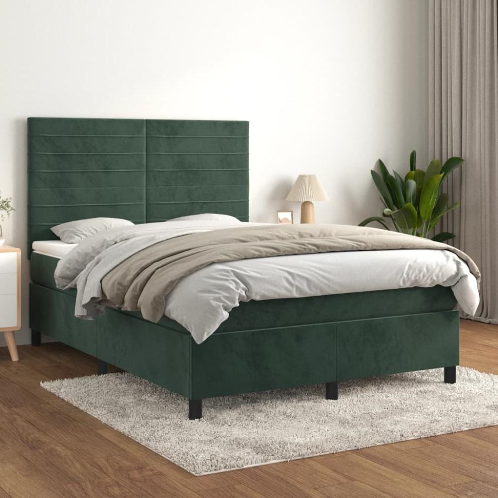 Boxspringbett mit Matratze Dunkelgrün 140x190 cm Samt 3143082 Bild 1