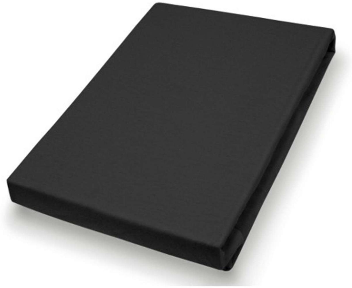 Hahn Haustextilien Jersey-Spannlaken Basic Größe 90-100x200 cm Farbe schwarz Bild 1