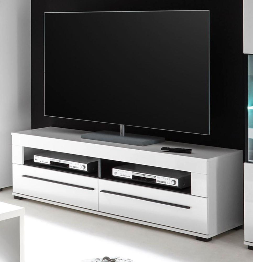 TV-Lowboard Design-D in Hochglanz weiß 140 x 47 cm Bild 1