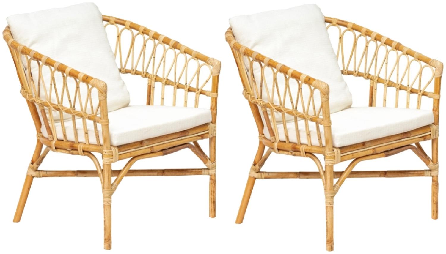 2er Set Rattan Sessel CALIFORNIA Natural inkl. Kissen Relaxsessel Armlehnsessel Bild 1