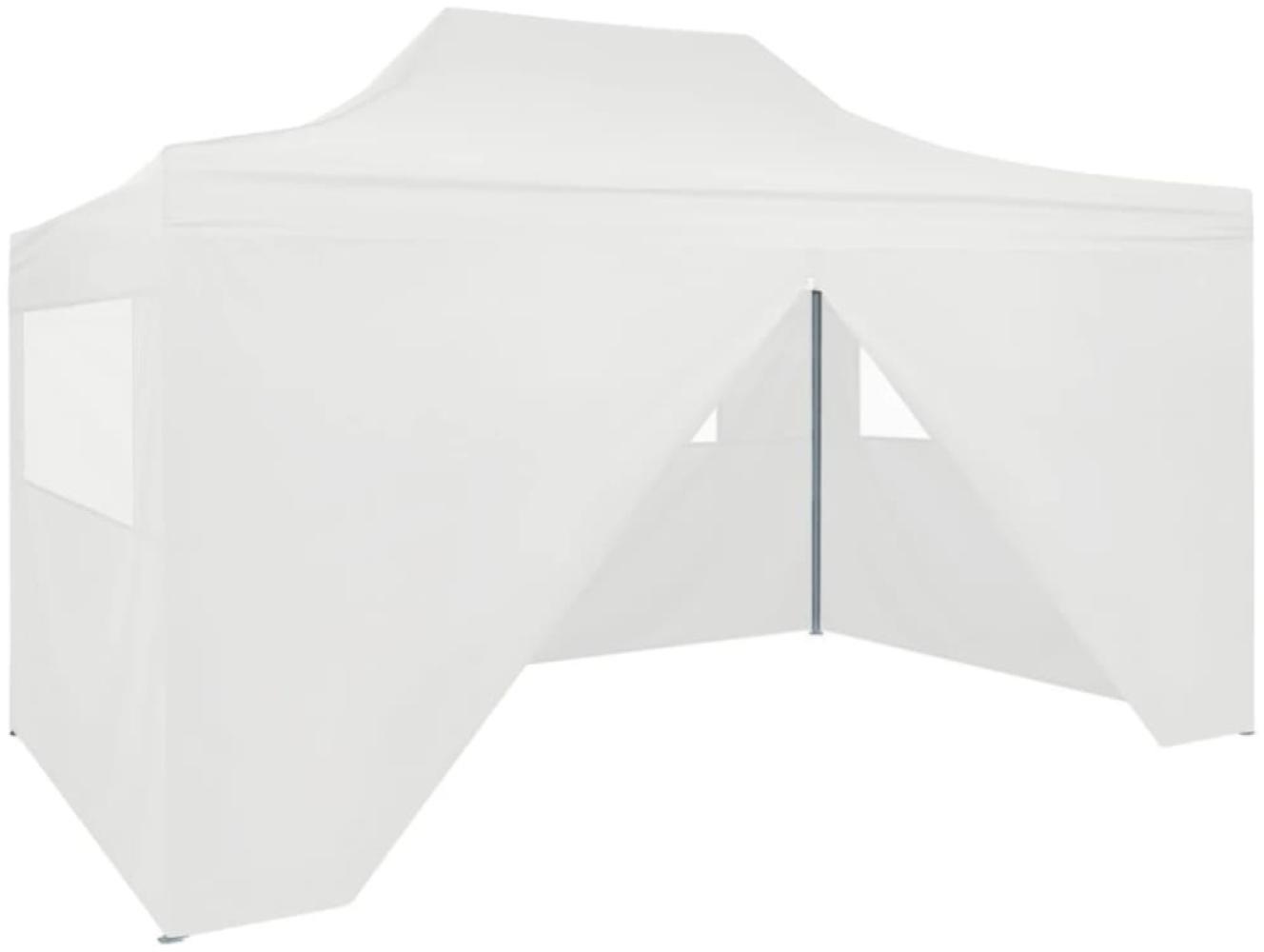 Profi-Partyzelt Faltbar mit 4 Seitenwänden 3×4m Stahl Weiß Bild 1
