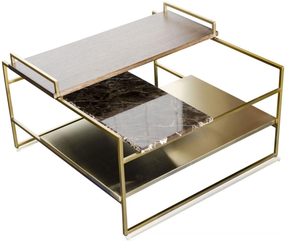 Casa Padrino Luxus Couchtisch Gold 60 x 60 x H. 36,5 cm - Designer Wohnzimmertisch Bild 1