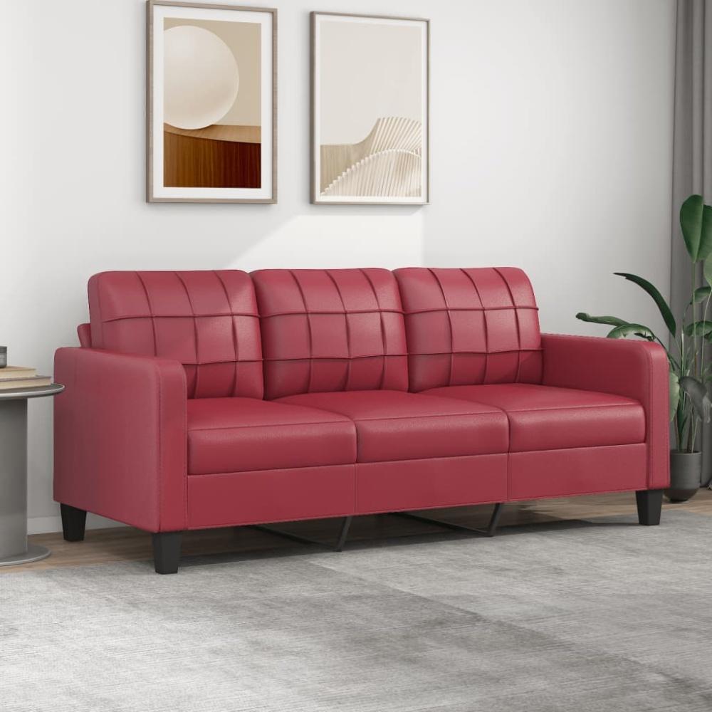 vidaXL 3-Sitzer-Sofa Weinrot 180 cm Kunstleder Bild 1