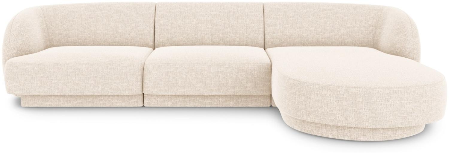 Micadoni 4-Sitzer Ecke rechts Sofa Miley | Bezug Light Beige | Beinfarbe Black Plastic Bild 1