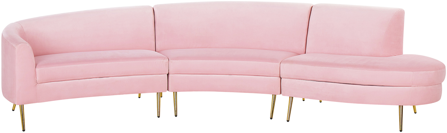 Sofa Samtstoff rosa geschwungene Form 4-Sitzer MOSS Bild 1