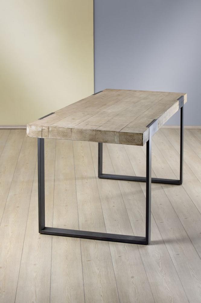 Gilde Holz Tisch Turin (BxHxT) 200 x 76 x 0 cm Tanne, natur, Eisen anthrazit Bild 1