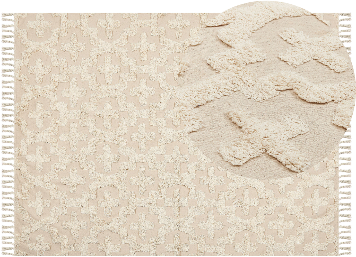 Teppich Baumwolle hellbeige 160 x 230 cm geometrisches Muster Kurzflor ITANAGAR Bild 1