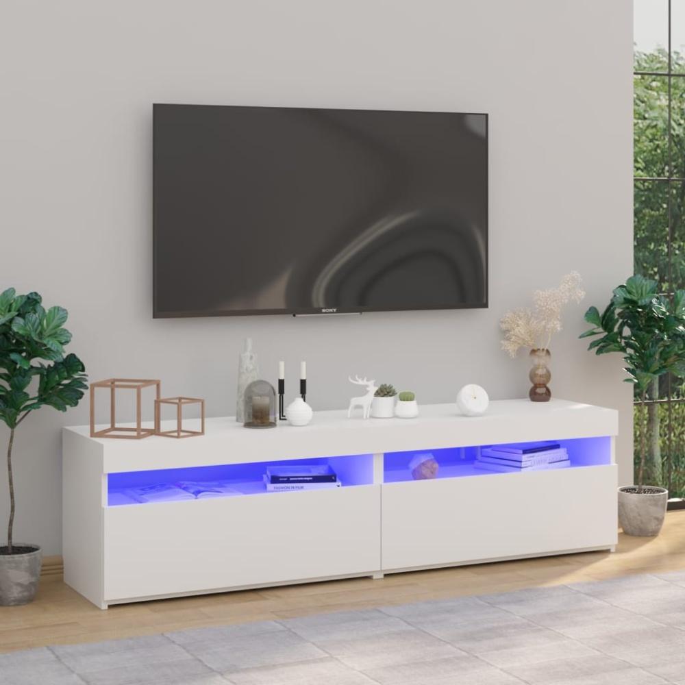vidaXL TV-Schränke 2 Stk. mit LED-Leuchten Weiß 75x35x40 cm Bild 1