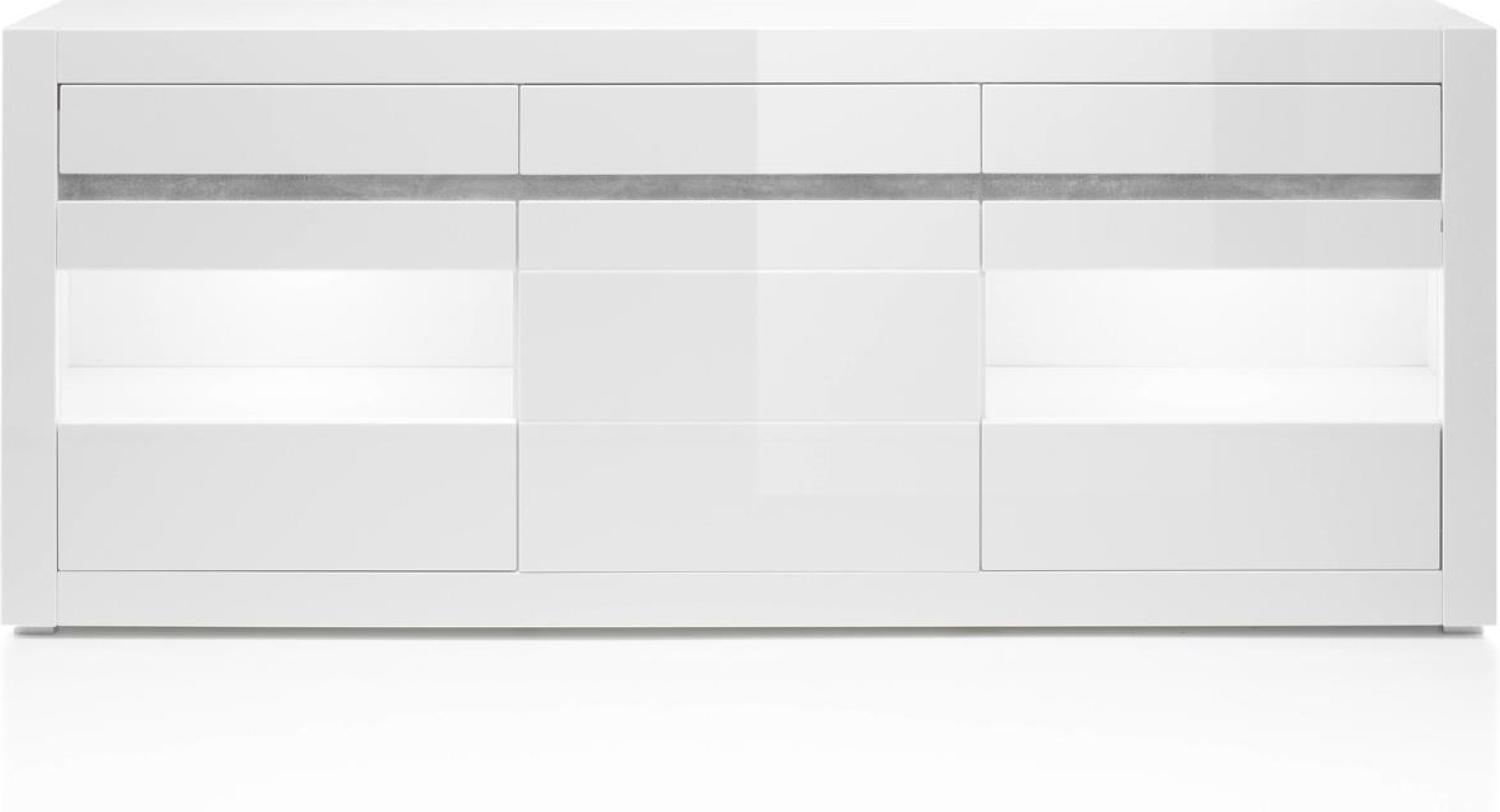 'CARAT' Sideboard weiß Hochglanz/ Beton Optik Bild 1