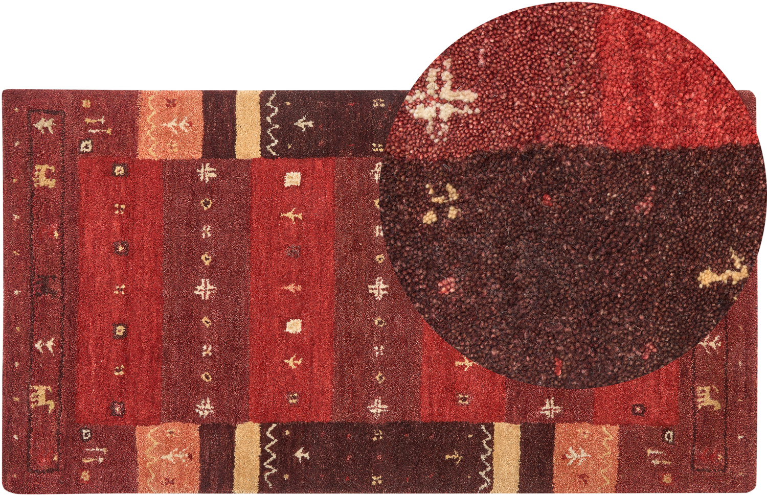 Gabbeh Teppich Wolle rot 80 x 150 cm Hochflor SINANLI Bild 1