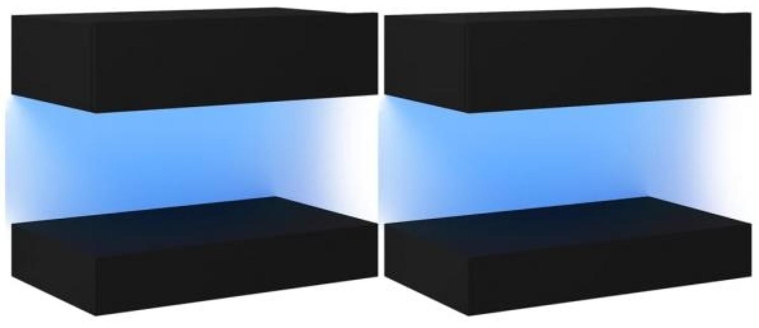 TV-Schränke LED-Leuchten 2 Stk. Schwarz 60x35 cm Bild 1