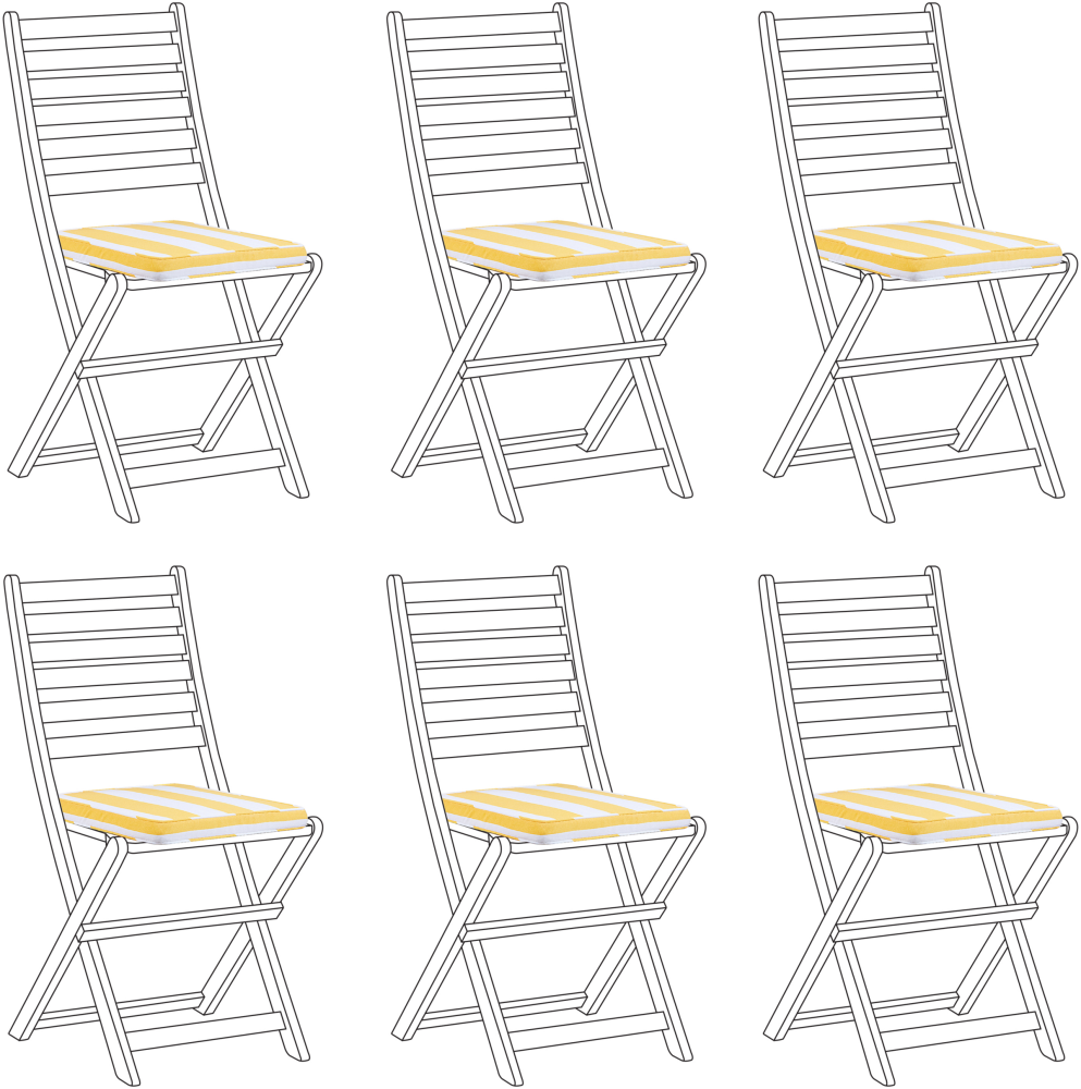Sitzkissen für Stuhl TOLVE 6er Set gelb weiß gestreift 31 x 39 x 5 cm Bild 1