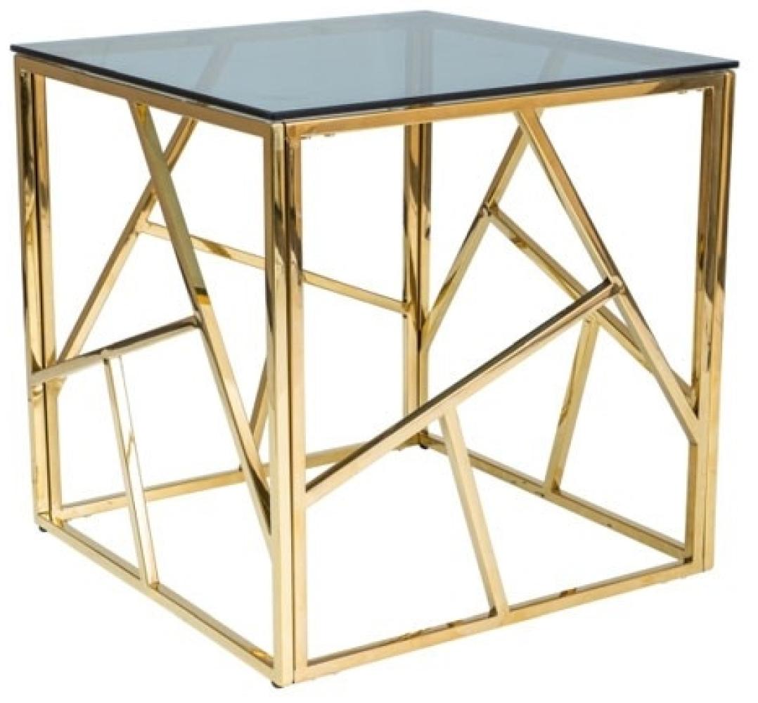 Couchtisch Glastisch Escada B 55x55x55cm Gold Rauchglas Bild 1
