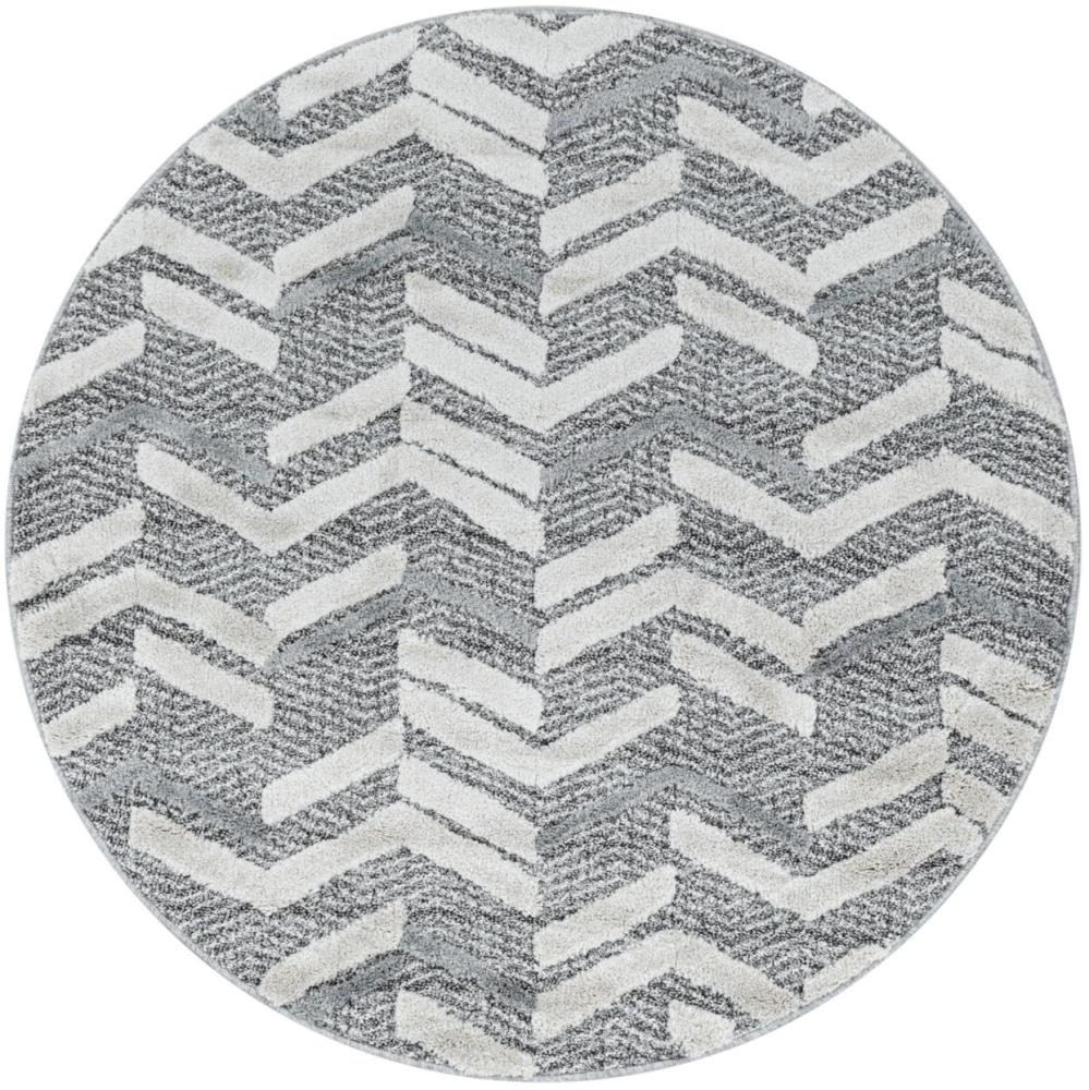 Hochflor Teppich Pepe rund - 80 cm Durchmesser - Grau Bild 1