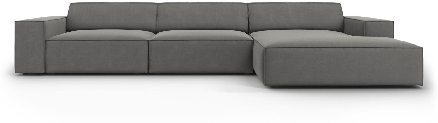 Micadoni 4-Sitzer Samtstoff Ecke rechts Sofa Jodie | Bezug Light Grey | Beinfarbe Black Plastic Bild 1