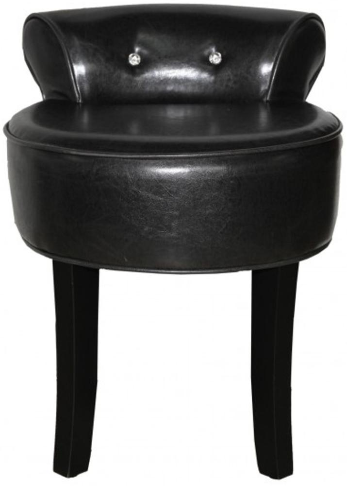 Casa Padrino Designer Hocker Boston Schwarz / Schwarz mit Bling Bling Steinen - Barock Schminktisch Stuhl Bild 1