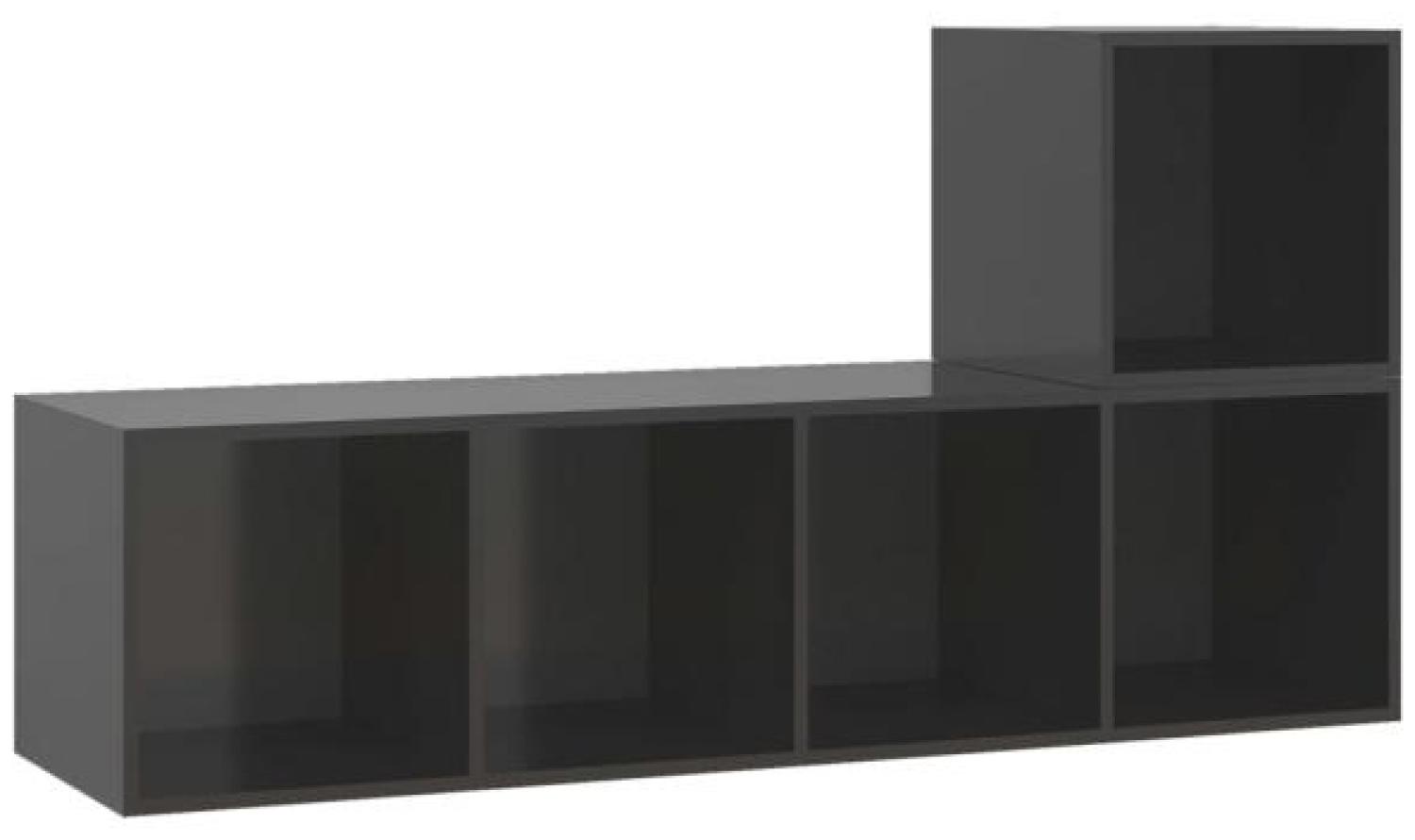 vidaXL 2-tlg. TV-Schrank-Set Hochglanz-Grau Spanplatte [3079807] Bild 1