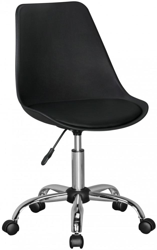 KADIMA DESIGN Wartezimmerstuhl BERN mit Lederoptik-Sitzfläche und Hartbodenrollen. Farbe: Schwarz Bild 1