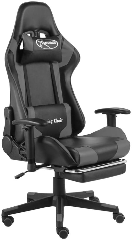 vidaXL Gaming-Stuhl mit Fußstütze Drehbar Grau PVC [20500] Bild 1