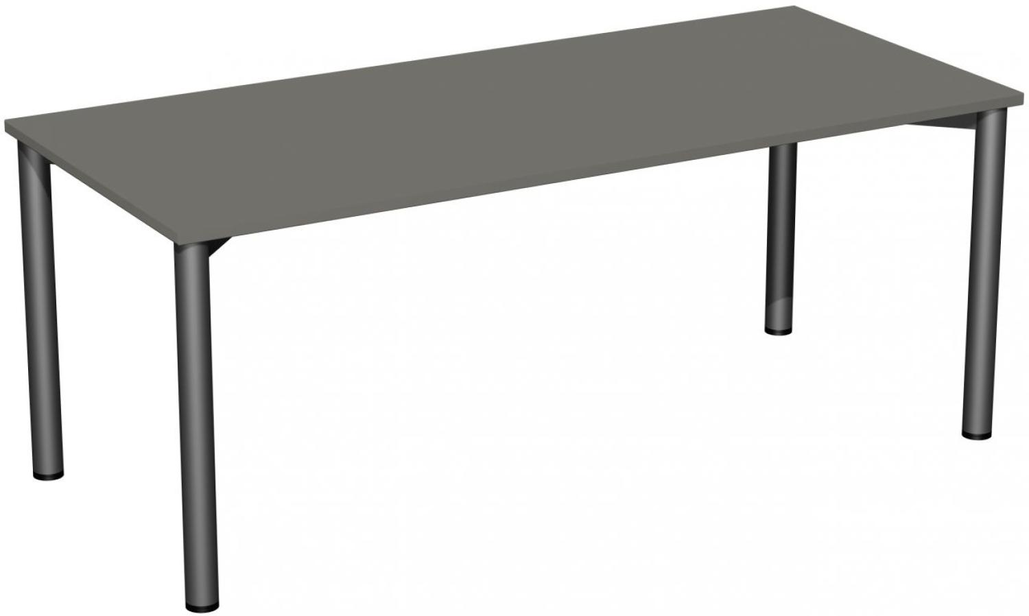 Schreibtisch '4 Fuß Flex', feste Höhe 180x80cm, Graphit / Anthrazit Bild 1
