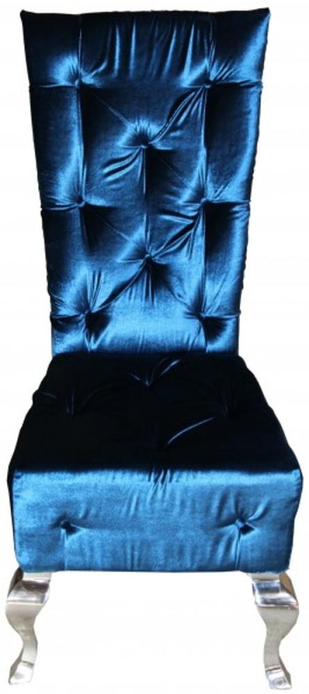 Casa Padrino Barock Esszimmer Stuhl Türkis / Silber - Designer Stuhl - Luxus Qualität Hochlehnstuhl Hochlehner Bild 1