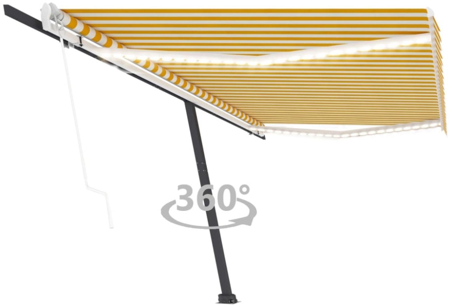 vidaXL Automatische Markise mit LED & Windsensor 500x300 Gelb/Weiß Bild 1