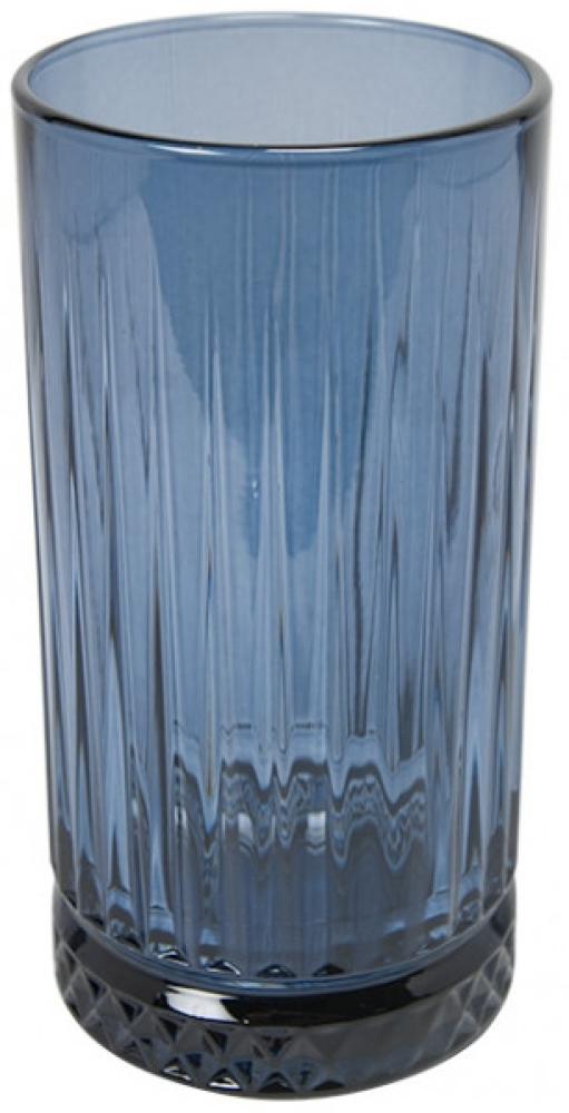 Pasabahce 520015 Longdrink Glas im Retro-Design und Kristall-Look, für Cocktail, Saft, Wasser, Drinks, Schwerer Highball,445 ml, 4 Stück blau Bild 1