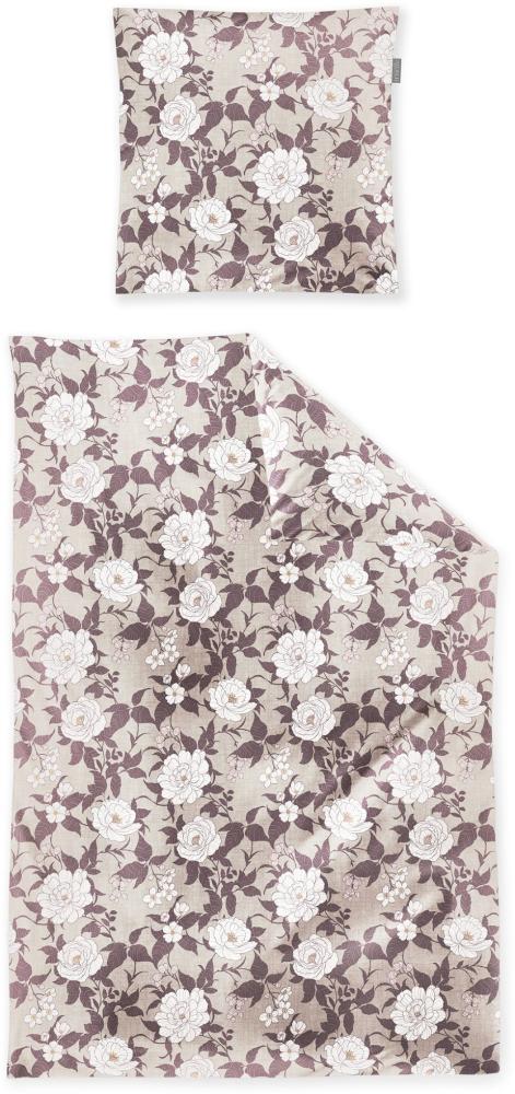 Irisette Feinbiber Bettwäsche Koala 155x220 Blumen Rosen rosa sand 8531-60 Bild 1