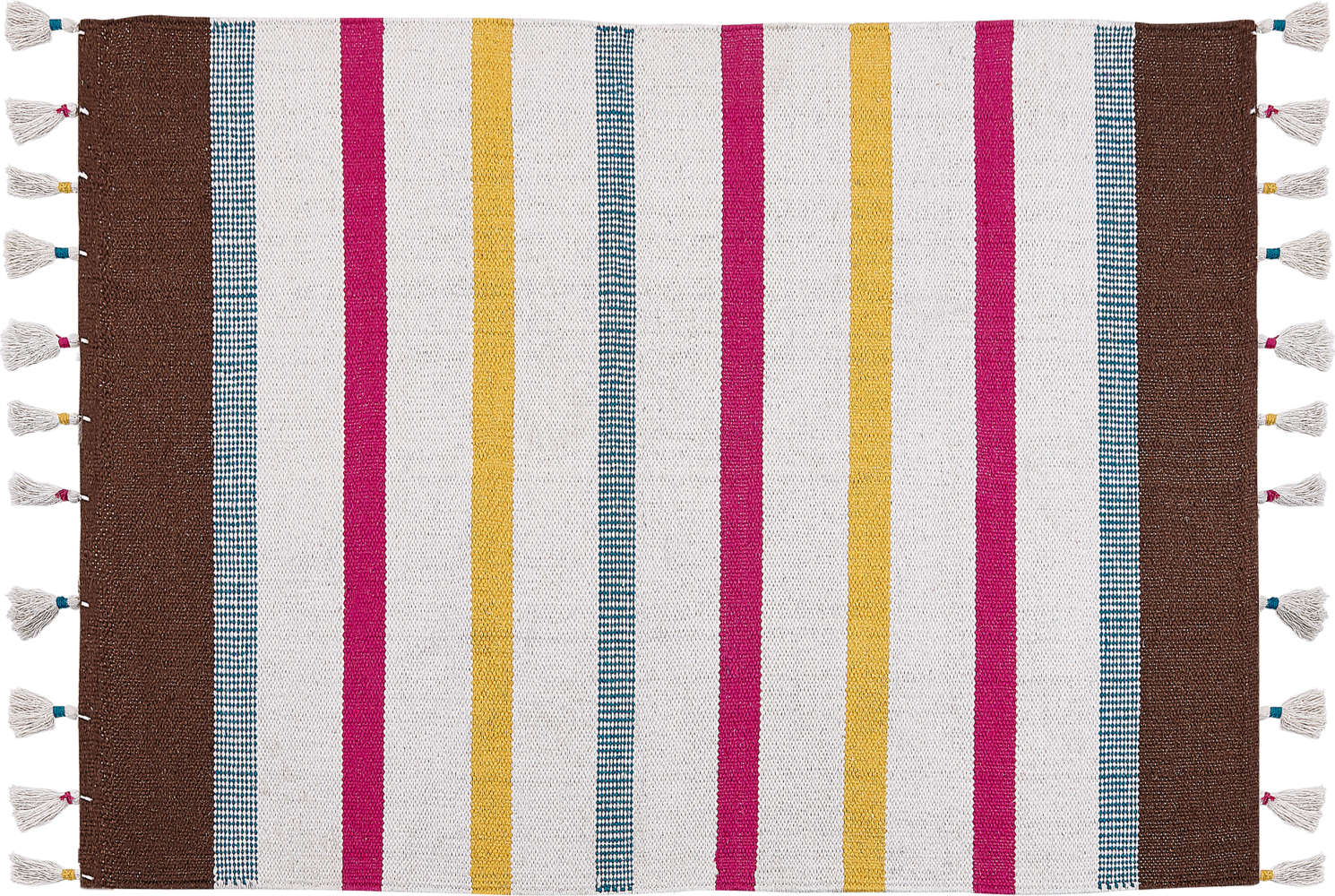 Teppich Baumwolle mehrfarbig 140 x 200 cm gestreiftes Muster Kurzflor HISARLI Bild 1