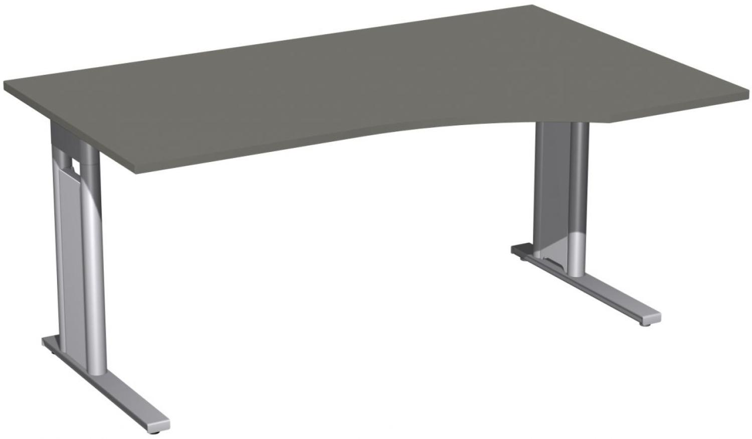PC-Schreibtisch 'C Fuß Pro' rechts, feste Höhe 160x100x72cm, Graphit / Silber Bild 1