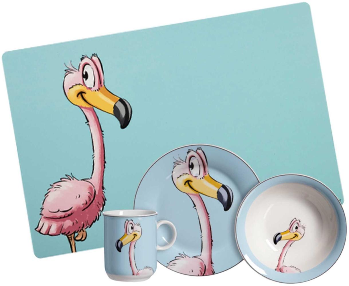 Ritzenhoff & Breker HAPPY ZOO Kindergeschirr + Tischmatte Flamingo Bild 1