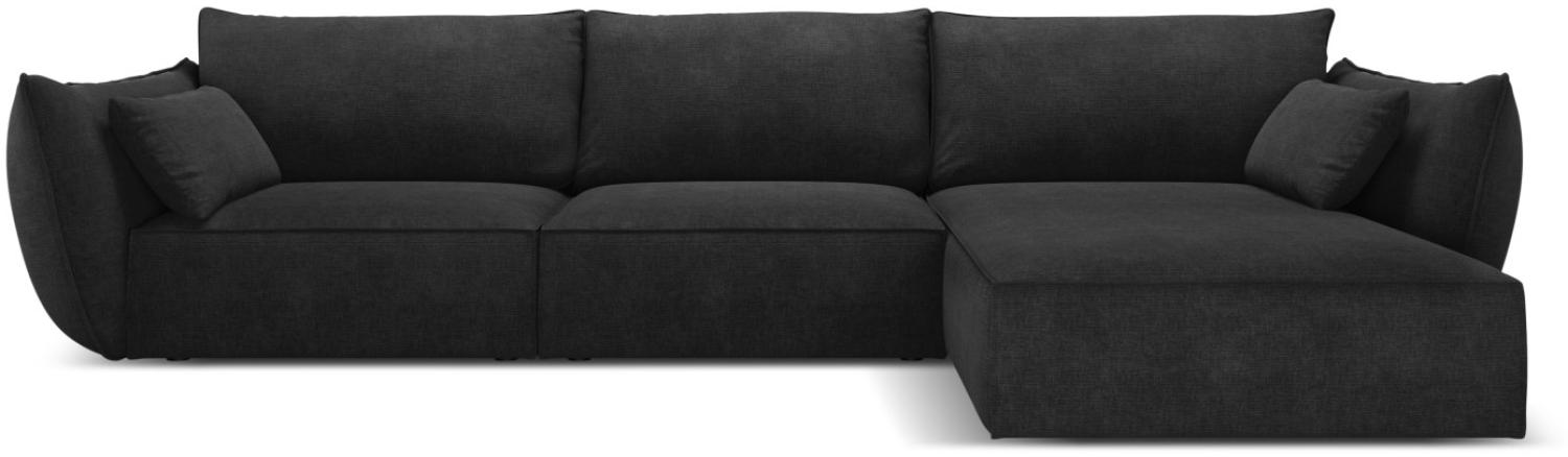 Micadoni 4-Sitzer Ecke rechts Sofa Kaelle | Bezug Black | Beinfarbe Black Plastic Bild 1