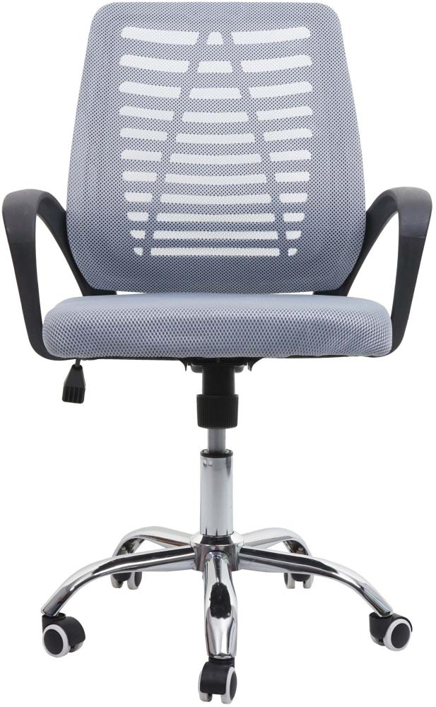 Bürostuhl HWC-L44, Schreibtischstuhl Computerstuhl, ergonomische Rückenlehne, Netzbezug Stoff/Textil ~ grau Bild 1