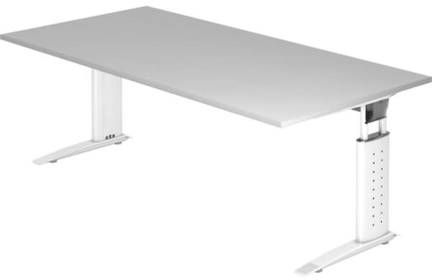 Schreibtisch US2E C-Fuß 200x100cm Grau Gestellfarbe: Weiß Bild 1