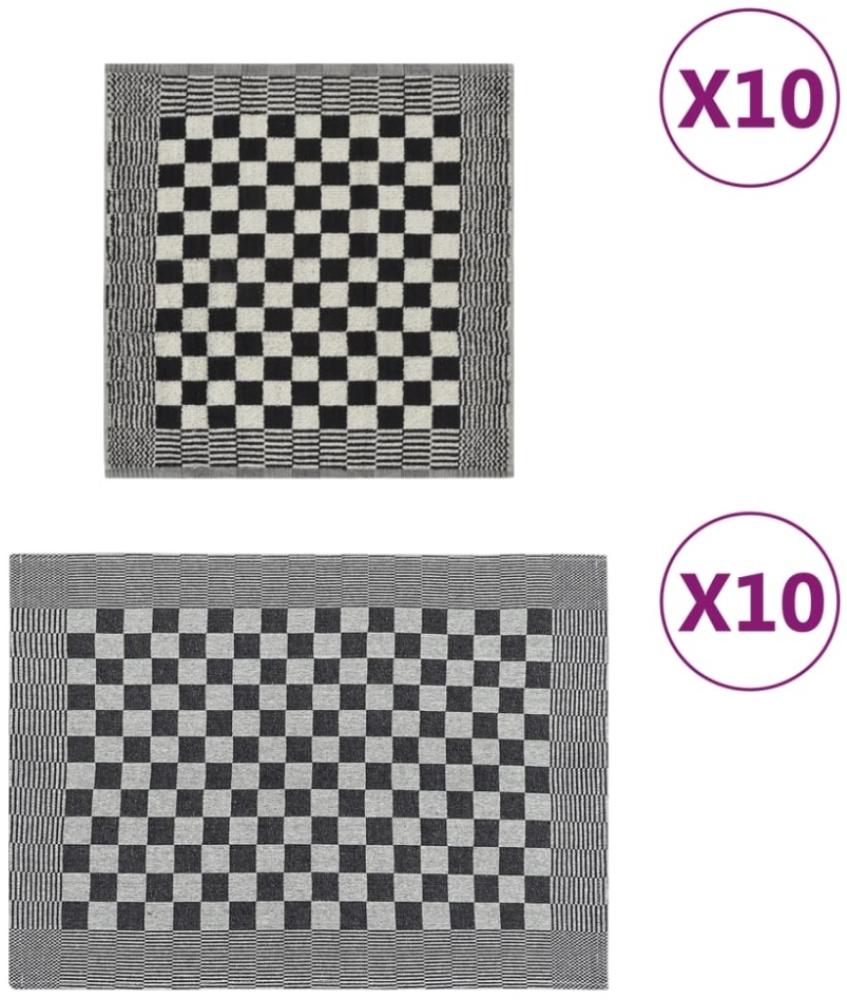 vidaXL 20-tlg. Handtuch-Set Schwarz und Weiß Baumwolle Bild 1