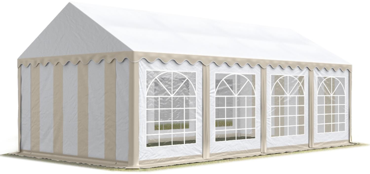 Party-Zelt Festzelt 4x8 m Garten-Pavillon -Zelt PVC Plane 700 N in beige-weiß Wasserdicht Bild 1