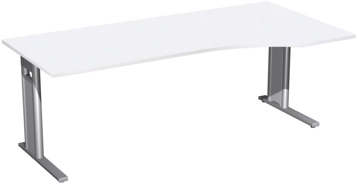 PC-Schreibtisch 'C Fuß Pro' rechts, feste Höhe 200x100x72cm, Weiß / Silber Bild 1