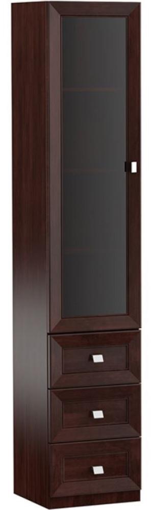 Casa Padrino Luxus Wohnzimmerschrank mit Glastür und 3 Schubladen Dunkelbraun / Silber 45,4 x 44,2 x H. 225,6 cm - Luxus Qualität Bild 1